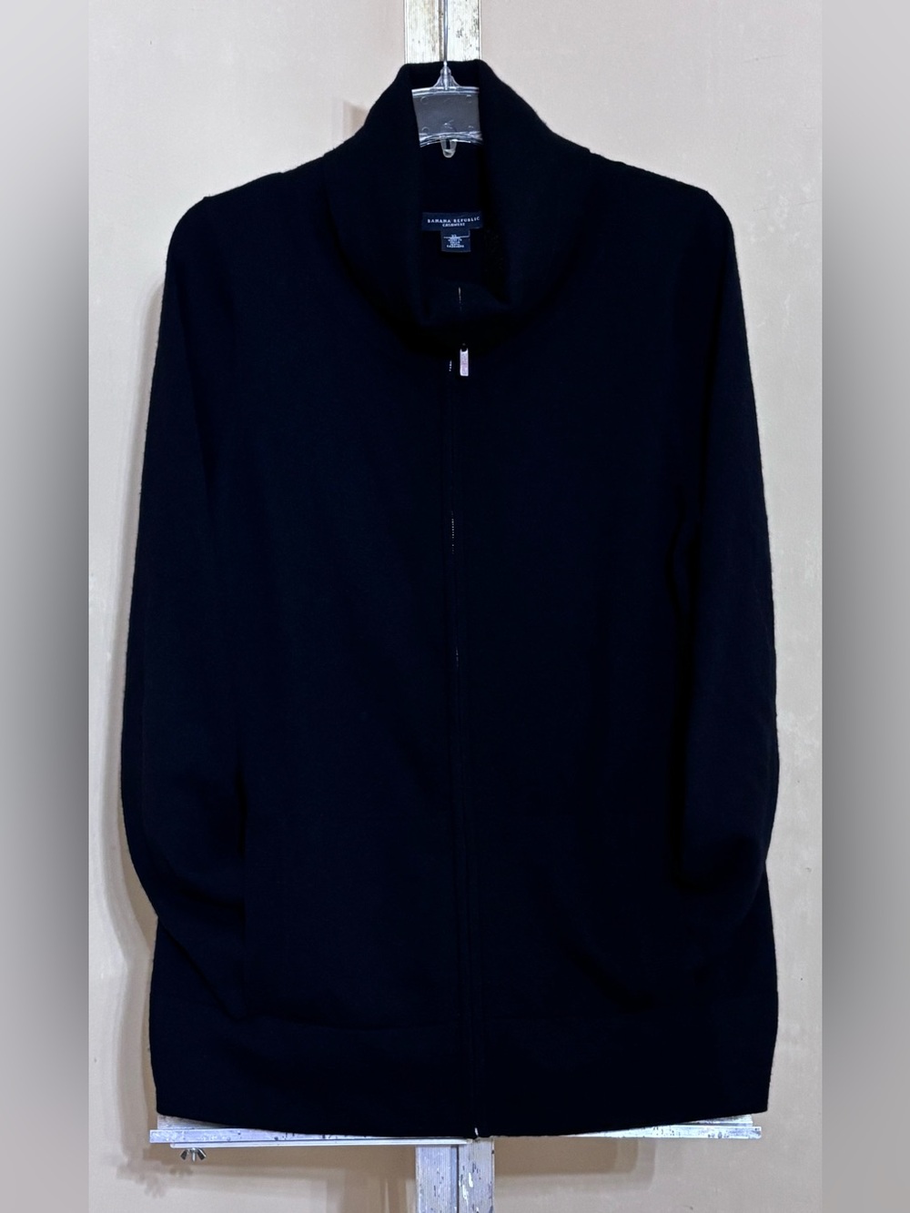 Banana Republic Black 100% Cashmere Full-Zip Sweater Sz XL